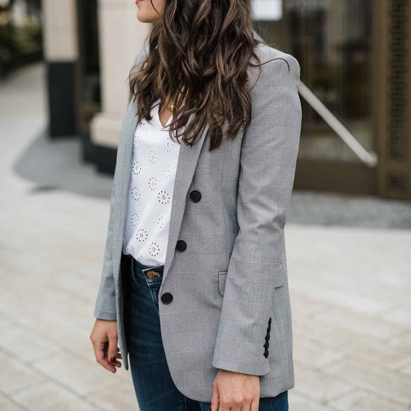 Express Jackets & Blazers - Express Grey Plaid Boyfriend Blazer